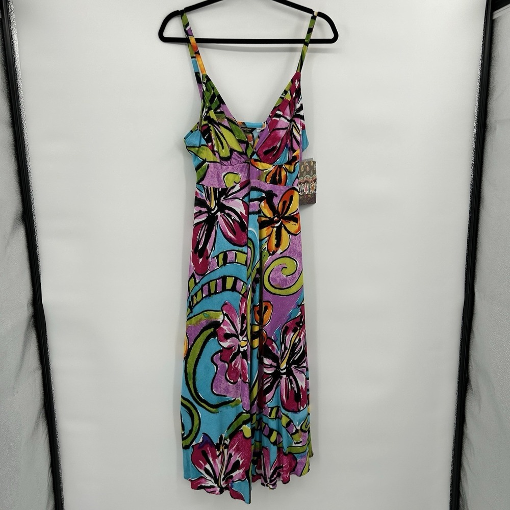 Jams World Alize Tropical Empire Waist Dress XL Jamboree Resortwear Summer Beach